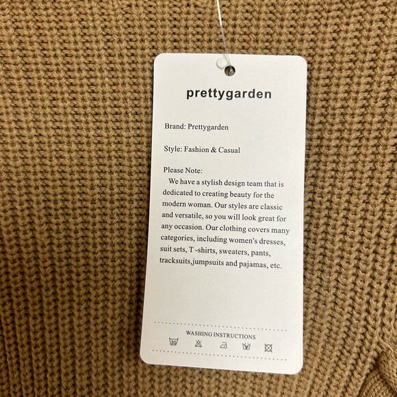 NWT Prettygarden Oversized Crop Knit Sweater Mock Neck Camel slouchy size L - Picture 6 of 7